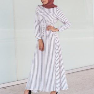 Verona Collection Striped Tie-Waist Maxi Dress